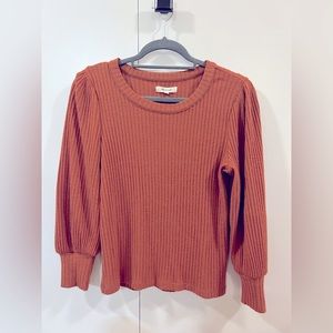 Madewell Terracotta Puff Sleeve Sweater